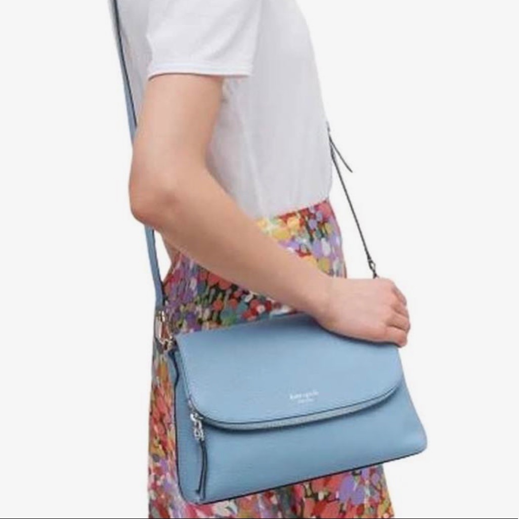 Kate Spade Light Blue Leather Polly Convertible Crossbody Bag